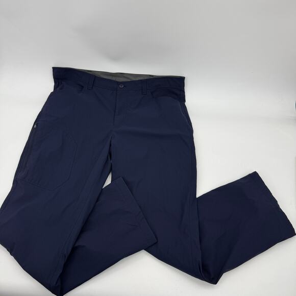 EDDIE BAUER Mens Blue Fleece Lined Flat Front Tech Pants Size 40 Warm Outdoor - Picture 1 of 7